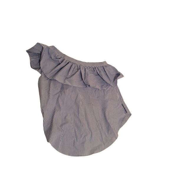 Veronica Beard Size 4 One Shoulder Blue/White Stripe Top Great Cond. Non Smoking - Picture 1 of 16